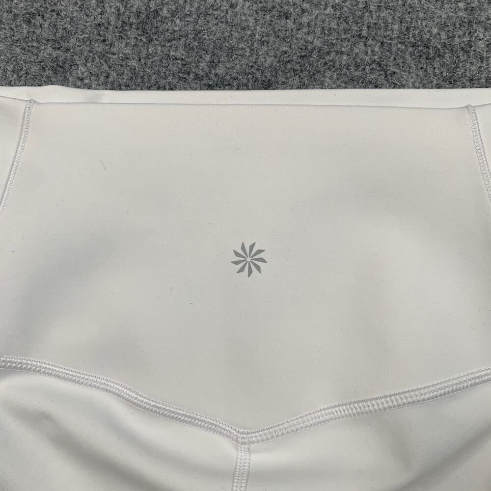 Athleta Shorts Women M Medium White Mesh Me Up High Waisted Stash Pockets PullOn - Picture 9 of 12